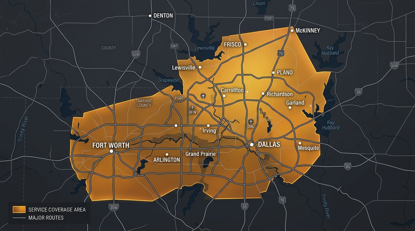 Dallas and North Texas Garage Door Service Area Map